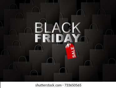 Vector Black Friday Sale On Shopping Bag Background