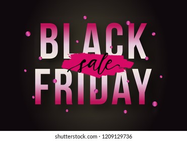 Vector Black Friday sale poster with watercolor splash and confetti. Template for advertising posters, banners, flyers, leaflets, cards.