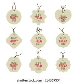 Vector black friday sales tag and banners vector set. Discount and price, design label, offer and retail illustration