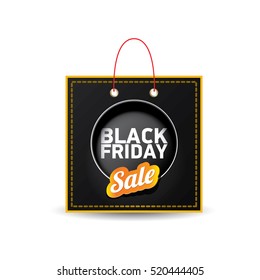 vector Black Friday sales tag or label isolated on white background. Black Friday sale poster or background