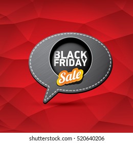 vector Black Friday sales tag or label on red geometric background. Black Friday red sale poster or background
