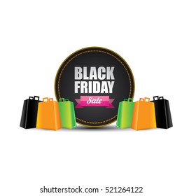 vector Black Friday sales tag or label isolated on white background. Black Friday sale poster or background