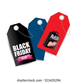 vector Black Friday sales tag or label isolated on white background. Black Friday sale poster or background