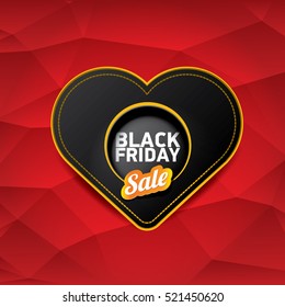 vector Black Friday sales tag or label on red geometric background. Black Friday red sale poster or background