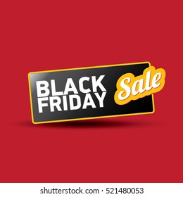 vector Black Friday sales tag or label isolated on red background. Black Friday sale poster or vector background