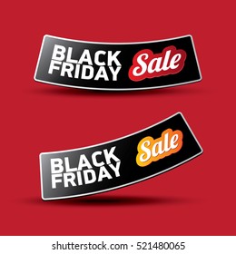 vector Black Friday sales tag or label isolated on red background. Black Friday sale poster or vector background
