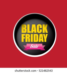 vector Black Friday sales tag or label on red background. Black Friday red sale poster or background