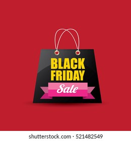 vector Black Friday sales tag or label on red background. Black Friday red sale poster or background