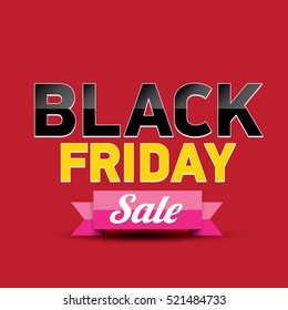 vector Black Friday sales tag or label on red background. Black Friday red sale poster or background