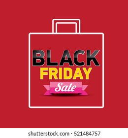 vector Black Friday sales tag or label on red background. Black Friday red sale poster or background