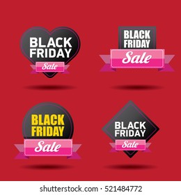 vector Black Friday sales tag or label on red background. Black Friday red sale poster or background