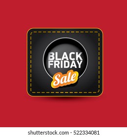 vector Black Friday sales tag or label isolated on red background. Black Friday sale poster or vector background
