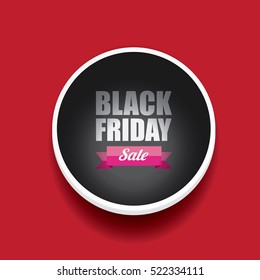 vector Black Friday sales tag or label isolated on red background. Black Friday sale poster or vector background