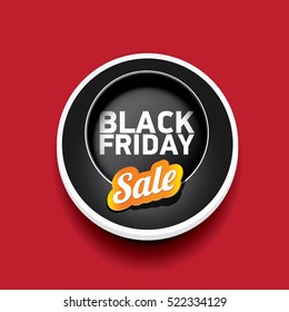 vector Black Friday sales tag or label isolated on red background. Black Friday sale poster or vector background