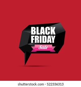 vector Black Friday sales tag or label isolated on red background. Black Friday sale poster or vector background