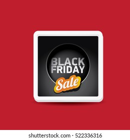 vector Black Friday sales tag or label isolated on red background. Black Friday sale poster or vector background