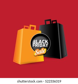 vector Black Friday sales tag or label isolated on red background. Black Friday sale poster or vector background