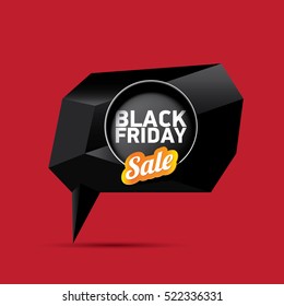 vector Black Friday sales tag or label isolated on red background. Black Friday sale poster or vector background