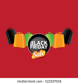 vector Black Friday sales tag or label isolated on red background. Black Friday sale poster or vector background