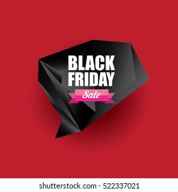 vector Black Friday sales tag or label isolated on red background. Black Friday sale poster or vector background