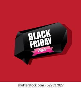 vector Black Friday sales tag or label isolated on red background. Black Friday sale poster or vector background