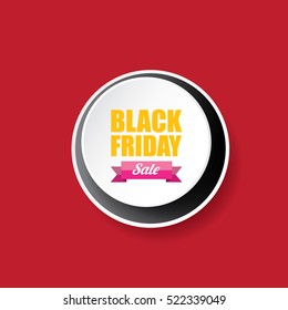 vector Black Friday sales tag or label isolated on red background. Black Friday sale poster or vector background