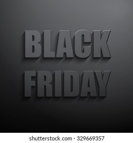 Afiche tipográfico de ventas del viernes en negro vector. Texto 3d 