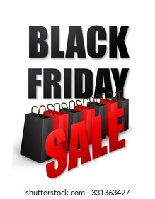 Vector Black friday sales typographic poster. 3d text 
