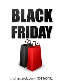 Vector Black friday sales typographic poster. 3d text 