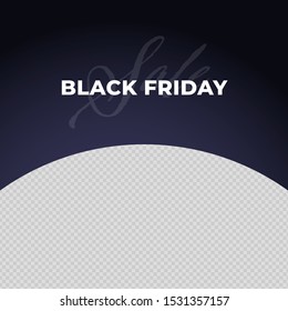 Vector black friday square social media post template. Copy space with elegant background and white font holiday text. Design element for banner, poster, ad, sale, greeting card, voucher