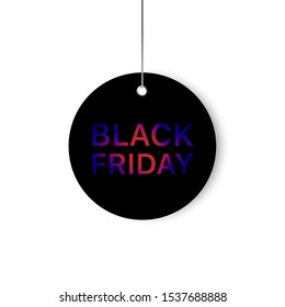 Vector black Friday template. Black label with a big inscription black Friday. Vector sale background.