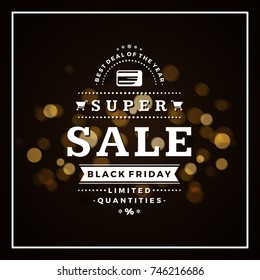 vector black friday template in vintage style with card on textured background.