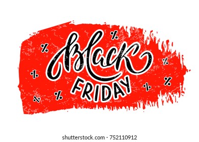 Vector Black Friday Text Banner. Autumn sale poster with Black friday text. Sale poster, banner. Big sale, clearance. Black, white and red sale banner. Discount poster.  Marketing special offer EPS 10