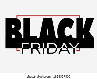 vector for black friday in black and white with a red square behind