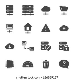 Vector black ftp icons set on white background