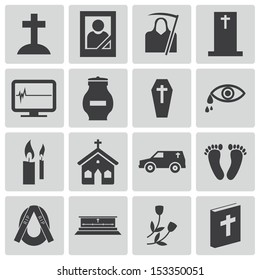 Vector black  funeral icons set