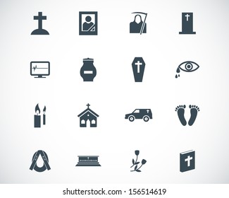 Vector black  funeral icons set