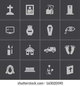 Vector black  funeral icons set