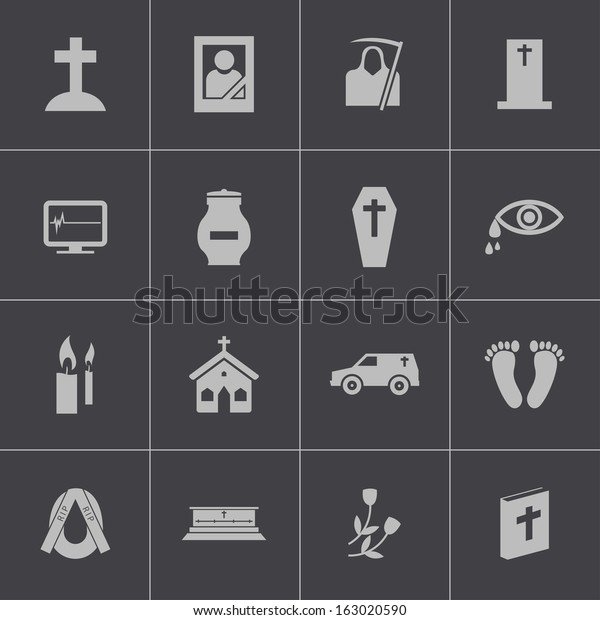 Vector black  funeral icons\
set
