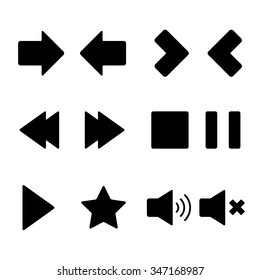 Vector black game and player music icons set