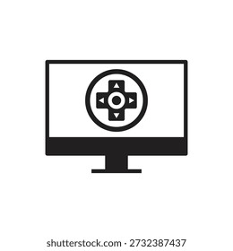 Vektor schwarzen Spiele-Joystick auf dem Computerbildschirm