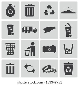 Vector black  garbage icons set