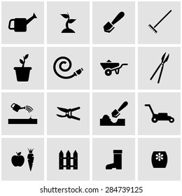 Vector black gardening icon set.