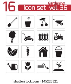 Vector black gardening icons set