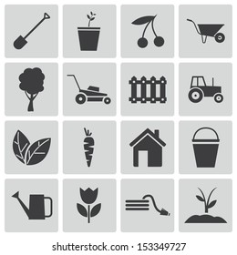 Vector black  gardening icons set