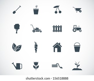 Vector black  gardening icons set