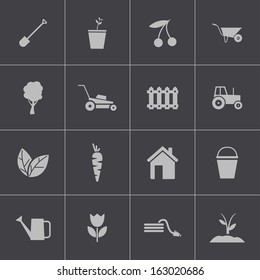 Vector black  gardening icons set