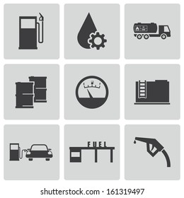 Vector black gas station icons set