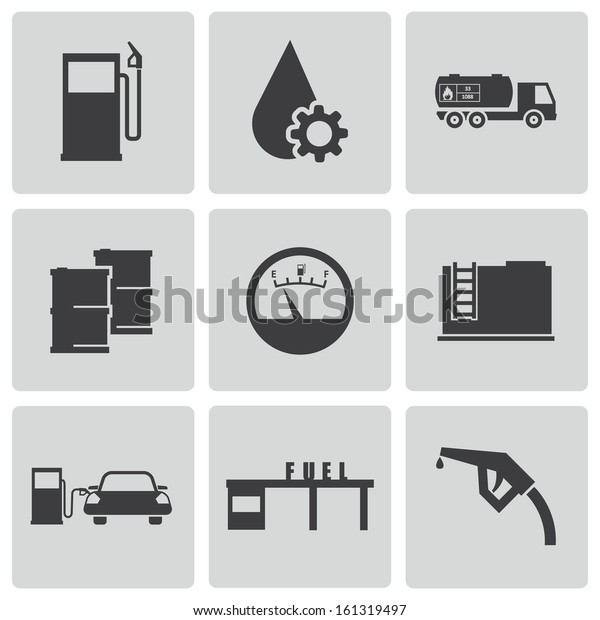 Vector black gas station\
icons set