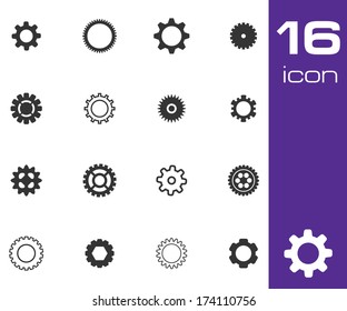 Vector black gears icons set on gray background